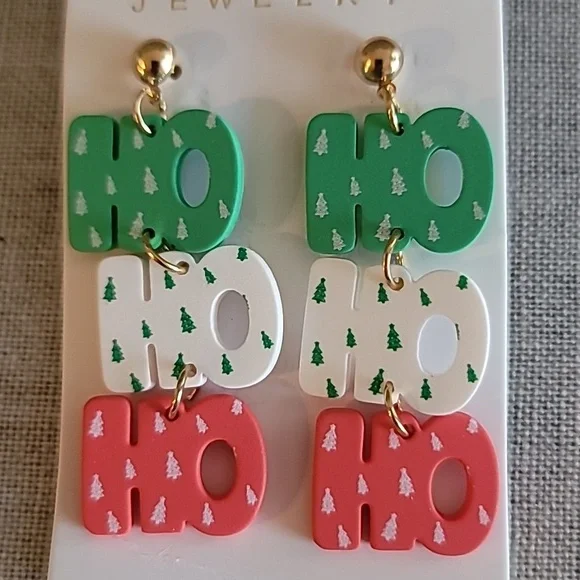 Dangling HO HO HO Earrings - Picture 2 of 3
